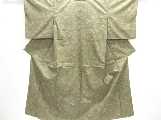 JAPANESE KIMONO / OMESHI / NISHIJIN-ORI / WOVEN FLORAL PLANTS